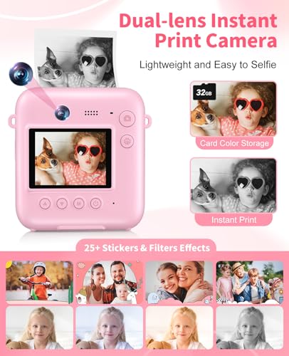 image for Sevenat Kids Camera Instant Print, 48MP Dual-Lens Digital Camera for G