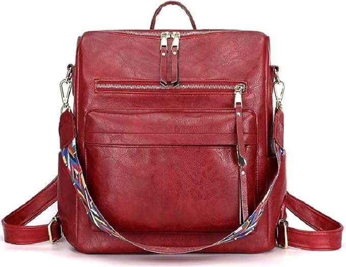 Image of Leather Backpack for Women | Large Capacity | College and Office use | PU Leather | shoulder bag for Ladies,