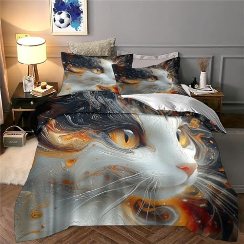 Housse de couette chat abstrait 3D pour sublimer la chambre de vos enfants - 6