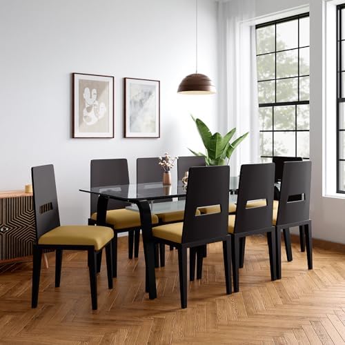 GODREJ INTERIO Crescent Plus 8-Seater Tempered Glass Rectangular Dining ...