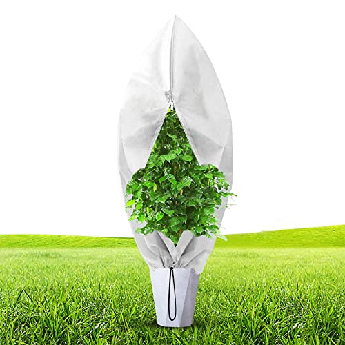 Mdlufee Protección de Plantas de Invierno, Bolsa de protección de Plantas de protección contra heladas y frío con cordón con Cremallera - 80 * 100CM, 80g/m² (1 Pieza) Cover