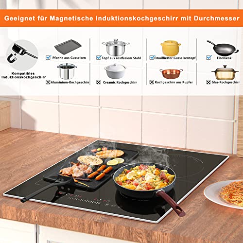 Induktionskochfeld, Hobsir 4 Platten Einbau 60cm Kochfeld Induktion, Kochfelder Autark mit...