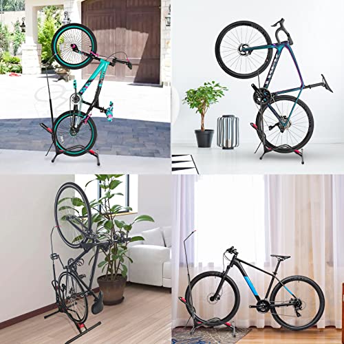 Sypepji Bike Stand Floor-Adjustable Vertical & Horizontal Bicycle Parking Rack, Space-Saving Upright Bike Stand, Indoor/Outdoor Bike Storage Stand For Most 20''-29'' Mountain/Road/Kids Bikes #TOP6