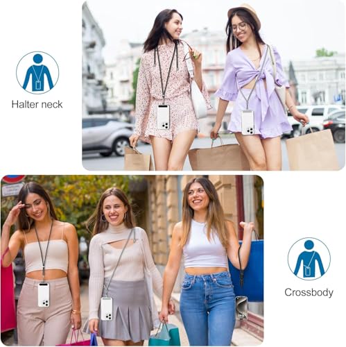 Cordon para Movil Universal, 2 Piezas Cuerda Ajustable 1,6m, Correa para Cuello y Muñeca, Compatible con Todos los Teléfonos Inteligentes y la Mayoría de Fundas, Negro - imagen 8