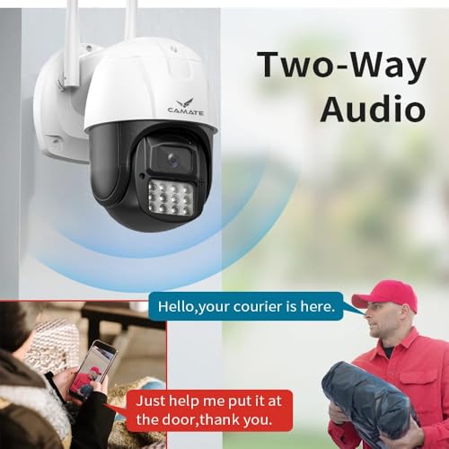 Camate Arc 3MP 2K 1296p Outdoor Smart WiFi Wireless CCTV Security Camera | Weatherprood | Colored Night Vision | 2-Way Audio | Motion Track | Support 256 GB Micro SD Card Slot | Onvif Support