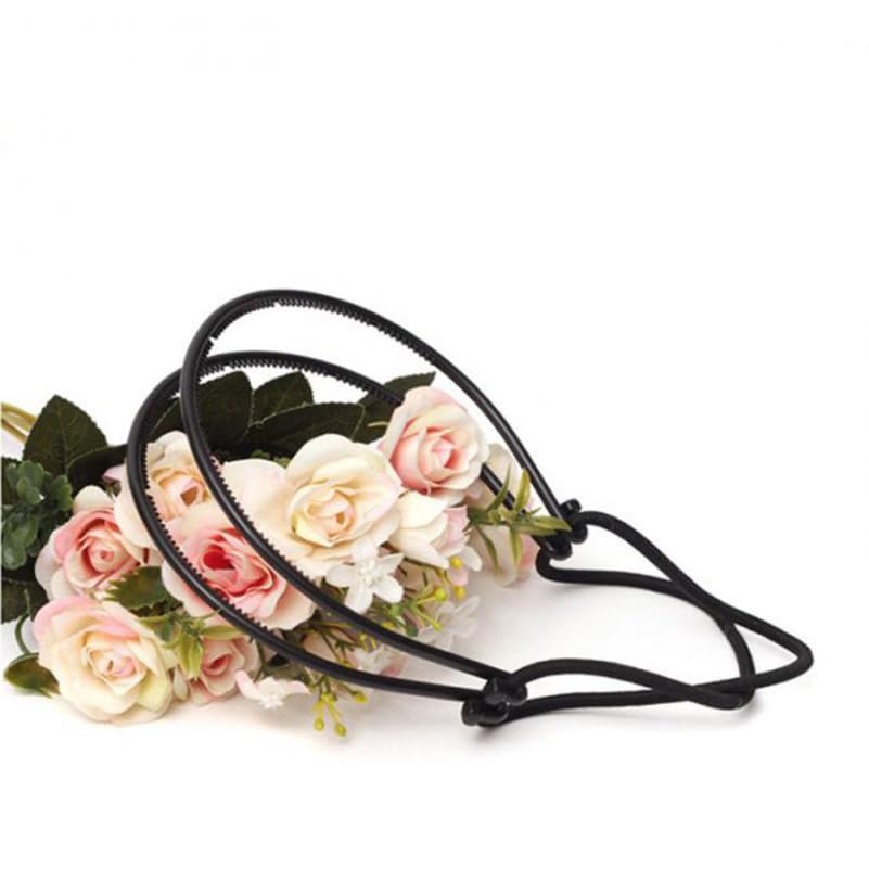 Image of Housoutil Double Root Elastic Hair Bands for Women Lightweight Plastic Black Headband Hair Accessories for Daily Wear and Party Headdress