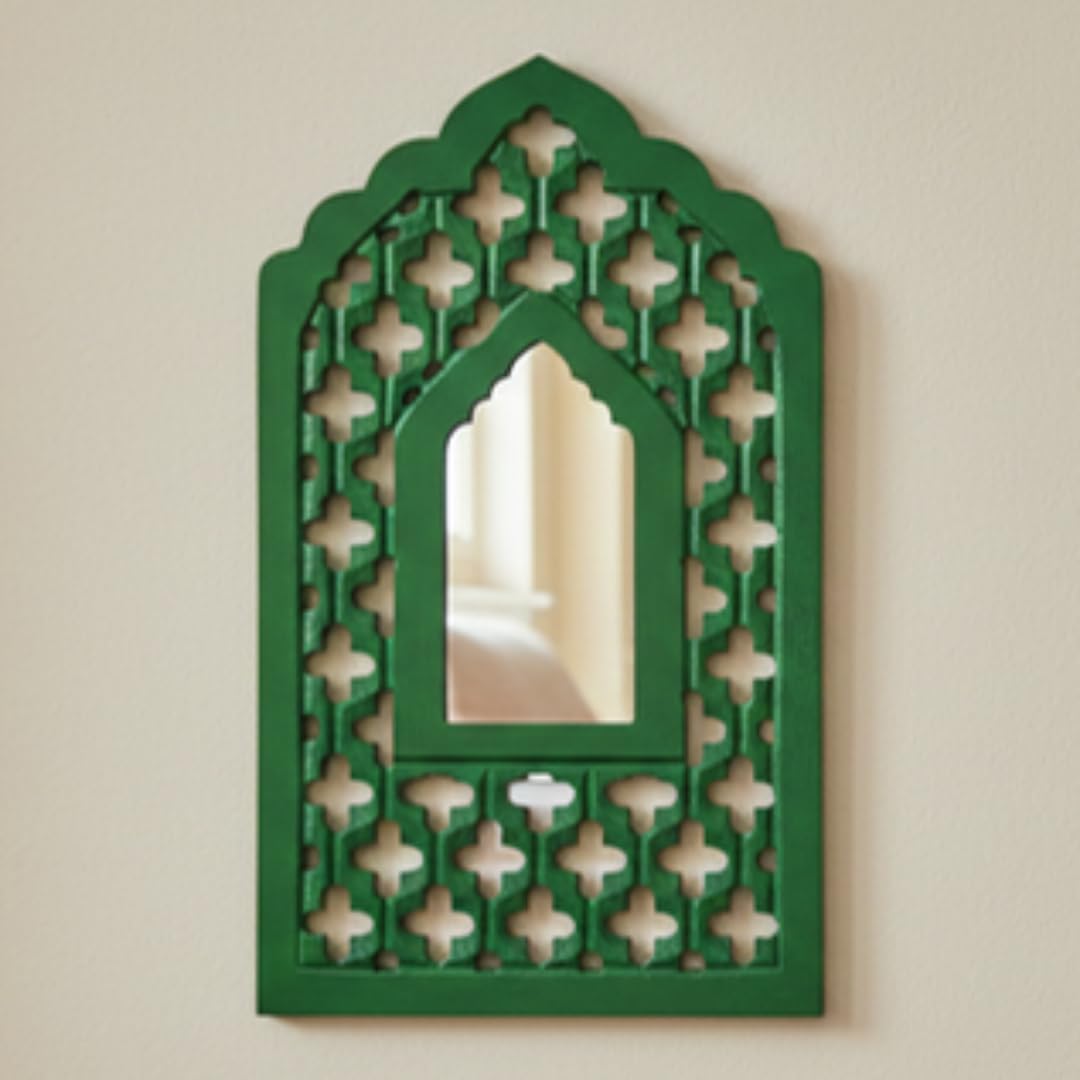 Mughal Jharokha Mirror - Handmade Wooden Wall Art -17