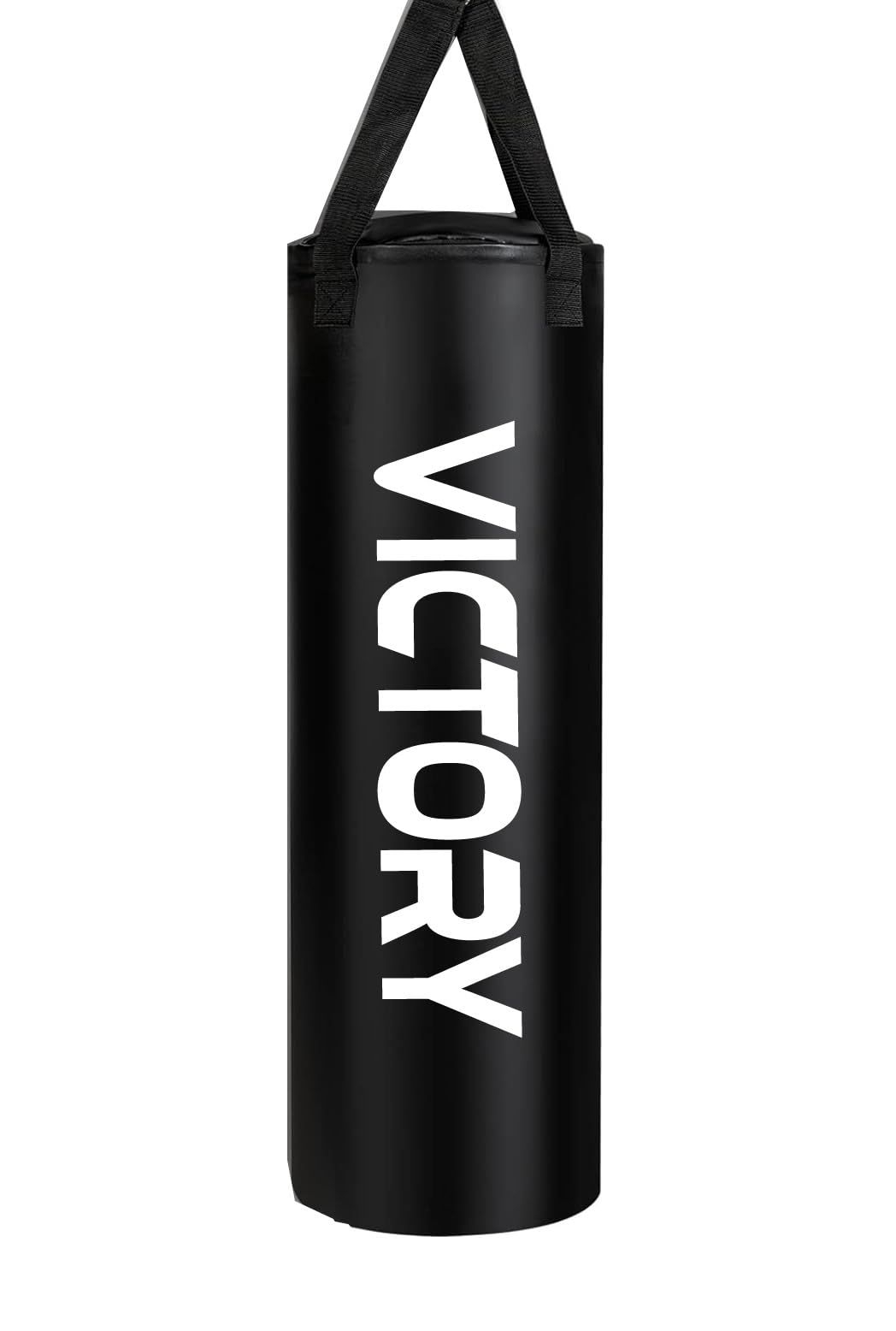 VICTORY Heavy Synthetic Leather Boxing Punching Bag Black | Stainless Steel Hanging Chain | Boxing | MMA | Kickboxing | Muay Thai | Karate | Judo | Taekwondo (2 Feet)