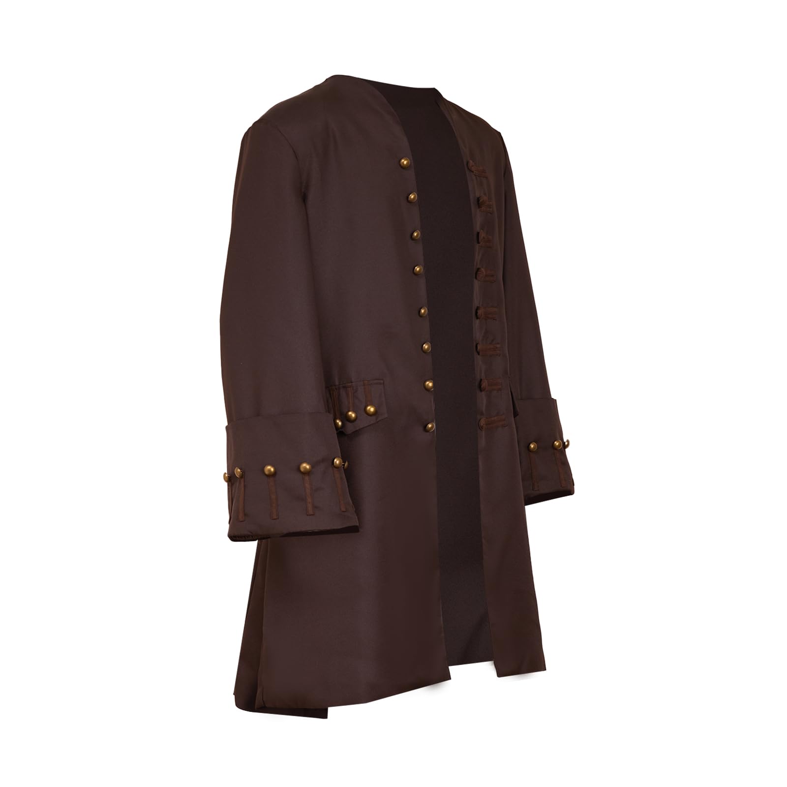 Men's Medieval Pirate Steampunk Captain Halloween Cosplay Costume Coat, Brown, Medium