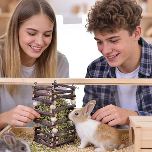 Suministros para mascotas contenedor de heno de madera conejo 3