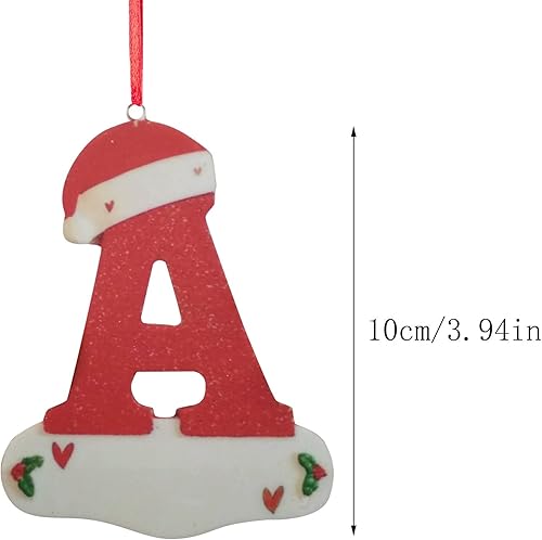 Miniatura 3 de Colgante de decoración de árbol de Navidad adornos de 26 letras adornos dorados y rojos para árbol de Navidad decoración de madera de árbol de