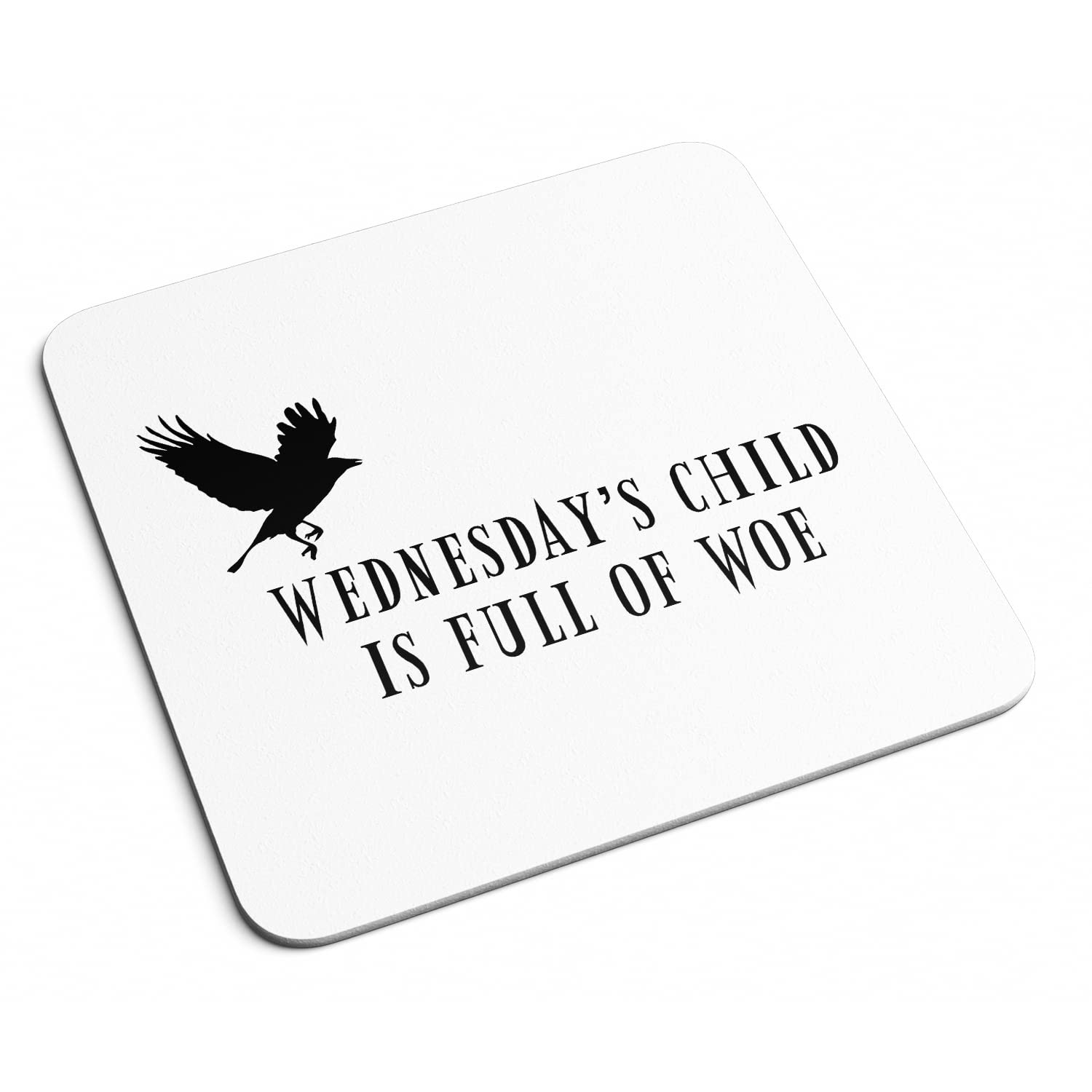 Smartypants White Prime Wednesday's Child Coaster - Addams Family Full Of Woe Goth Alternative Quote Dead Nevermore Academy Supernatural Comedy Horror Tv Home Decor Gift Present (White Prime)