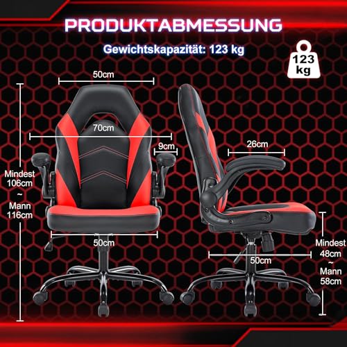 Image of DUMOS Computer Gaming Home Office Chair - Ergonomic Big and Tall Desk with PU Leather Lumbar Support, Height Adjustable High Back (Multi)