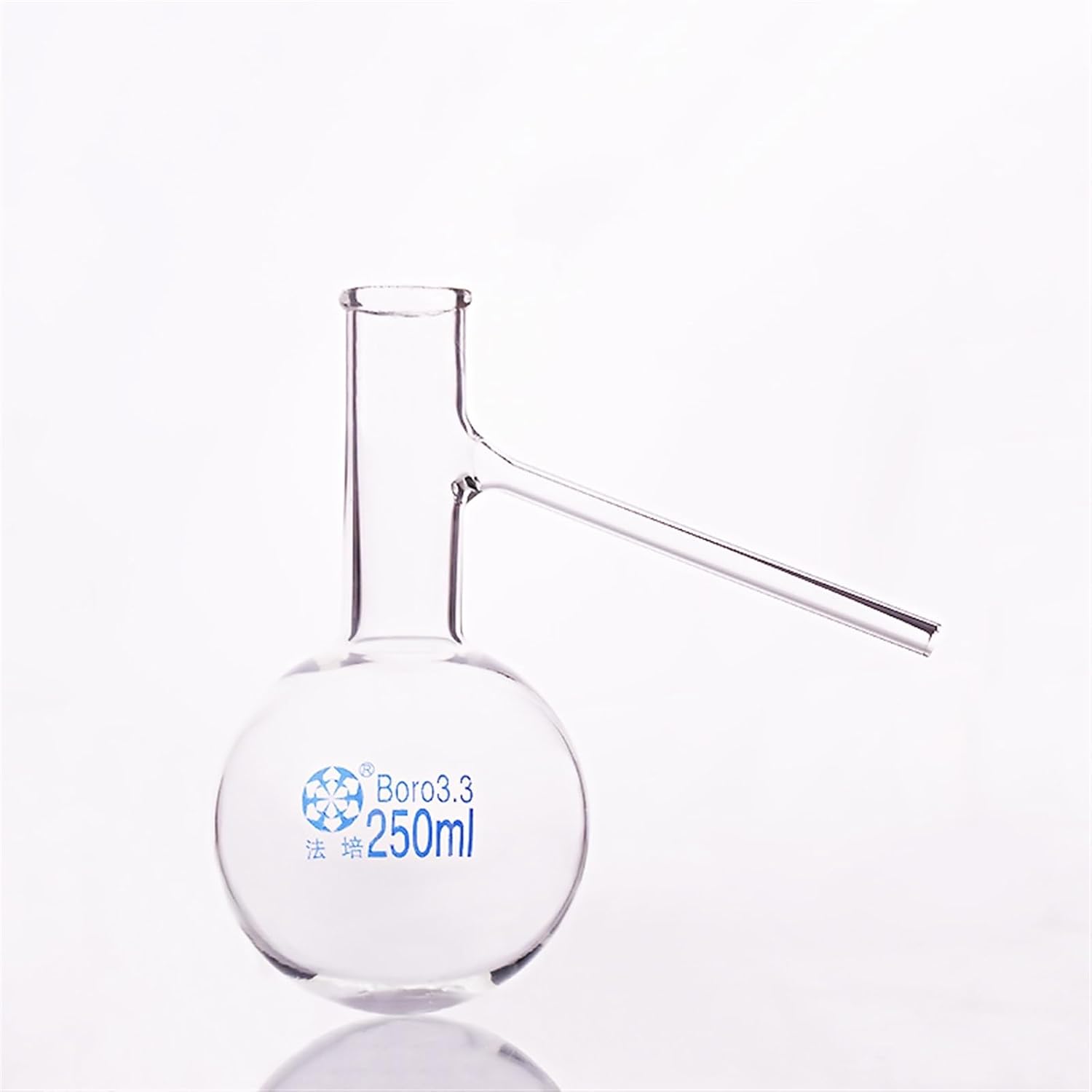 Distilling Flask with Side Tube,Capacity 250ml,Distillation with Branch,Round-Bottomed with Glass