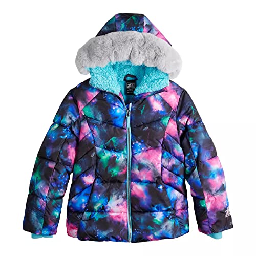 Zeroxposur Girls Puffer Jacket Fleece Lined Winter Coat With Lined Hood And Faux Fur Trim (Multi, X-Large) #TOP2