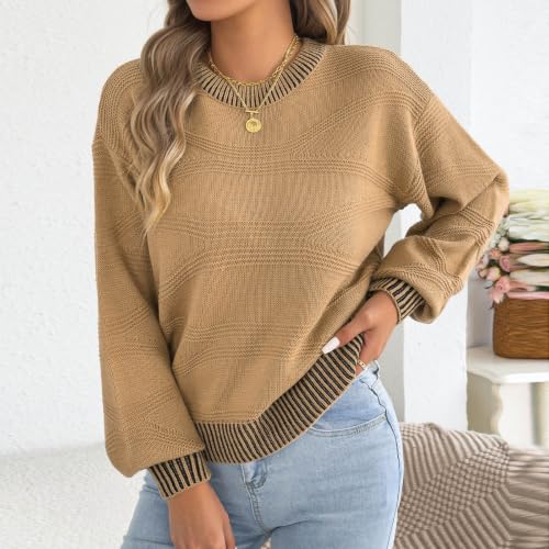 Sweaters for Women Trendy Fall Winter Knit Pullover Crew Neck Comfy Tops - image 2