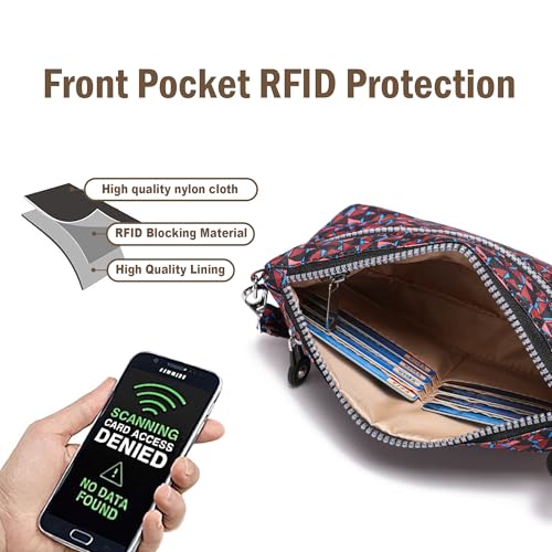 Image of Small Wristlet Wallets for Women Nylon RFID Cross body bag | Cell Phone Purse with Built-In Card Slots for Daily Outings