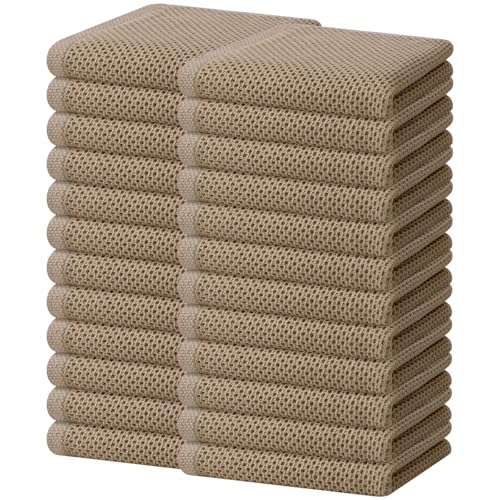 Image of Homaxy 100% Cotton Waffle Weave Kitchen Dish Towels, Ultra Soft Absorbent Quick Drying Cleaning Towel, 13 x 28 Inches, 24-Pack, Tan