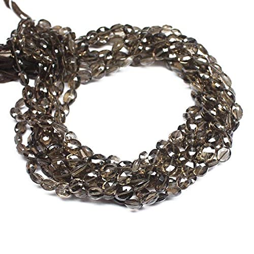 Quartz fumé naturel perles facettées ovales 8mm pour création bijoux et loisirs créatifs DIY