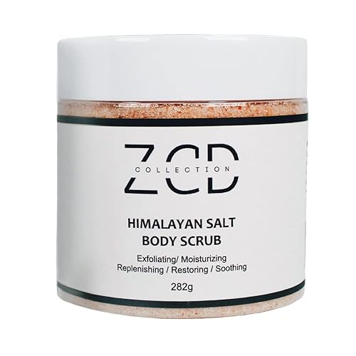 ZCD Collection Exfoliante corporal con sal del Himalaya  Rosa  9.95 oz  Exfoliante hidratante reabastecimiento restaurador calmante