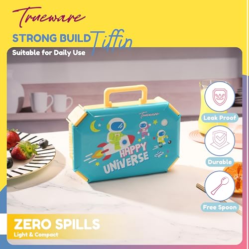 Image of Trueware Blossom 2 304 Stainless Steel PU Insulated Lunch Box with Two Compartment BPA Free, Food Grade Ideal for School, Picnic, Office & Outdoor - 580ml