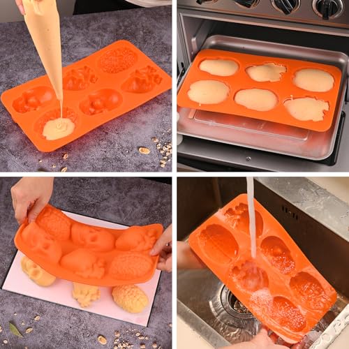 Image of Sakolla Skull Brain and Heart Silicone Mold, 2 Pack Halloween Baking Molds for Make Human Organs shape Cake, Chocolate, Gelatin, Jelly, Soap and Resin
