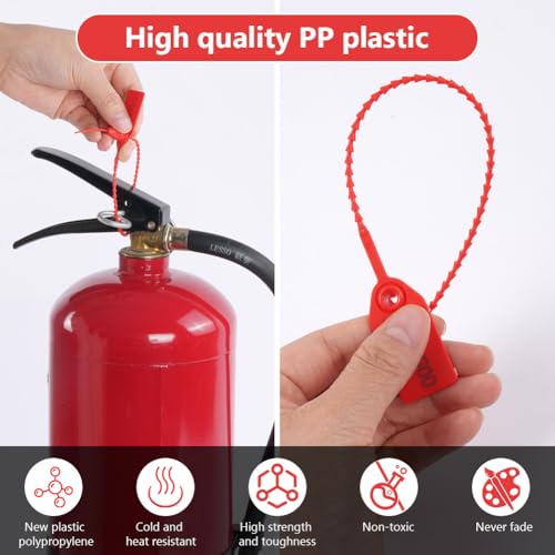 Flintronic 120 Stück Manipulations-Etiketten, Kunststoff-Sicherheitssiegel mit nummerierten, selbstschließenden Sicherheitsanhängern, Manipulationssiegeln, für sichere Feuerlöscher, Gepäck, Kleidung