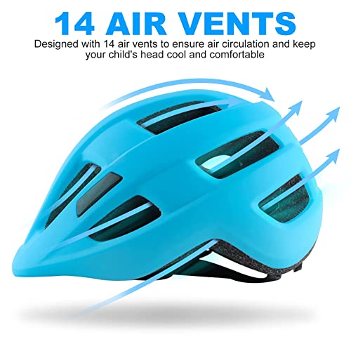 Kids Bike Helmet For Ages 1-8 Years, Adjustable Toddler Boys And Girls Helmets, Lightweight Child Infant Bicycle Cycling Scooter Sports Helmet 48-54Cm Light Blue #TOP4
