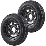 4.80-12 4.80x12 480-12 4.80-12 Trailer Tires with 12 in Rims, 5 Lug on 4.5 in, Load Range C, 6PR, Black