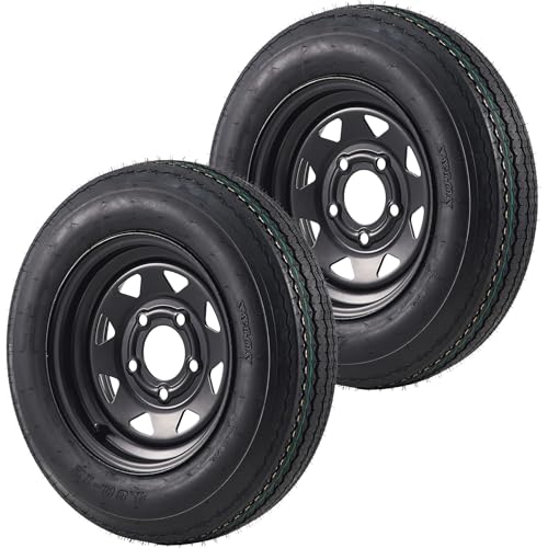 4.80-12 4.80x12 480-12 4.80-12 Trailer Tires with 12 in Rims, 5 Lug on 4.5 in, Load Range C, 6PR, Black