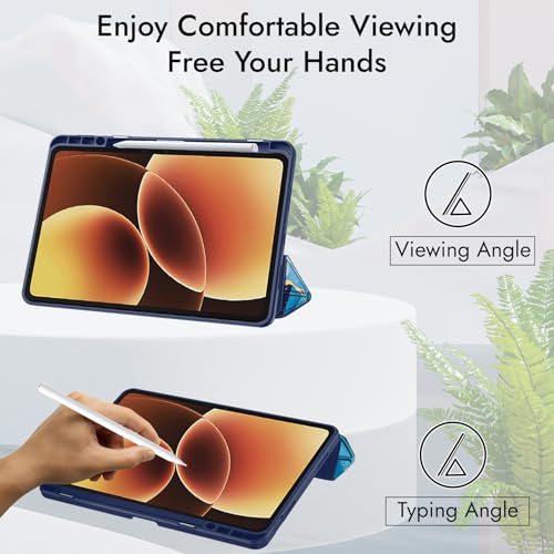 Image of Robustrion Cover for Xiaomi Pad 8 /8 Pro / 7 /7 Pro Cover Case 11.2 inch, Hybrid Flip Cover with [Transparent Back] and [Pencil Holder] for Xiaomi Mi Pad 7 /8 Cover [Auto Sleep Wake] - Marble Blue