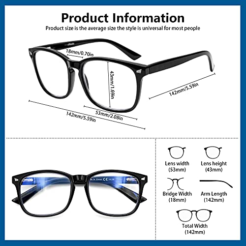 BONCAMOR Progressive Multifocus Reading Glasses Men Women 3 Pack Anti Blue Light Eyestrain Quality Computer Readers (3 Black, 1.50)