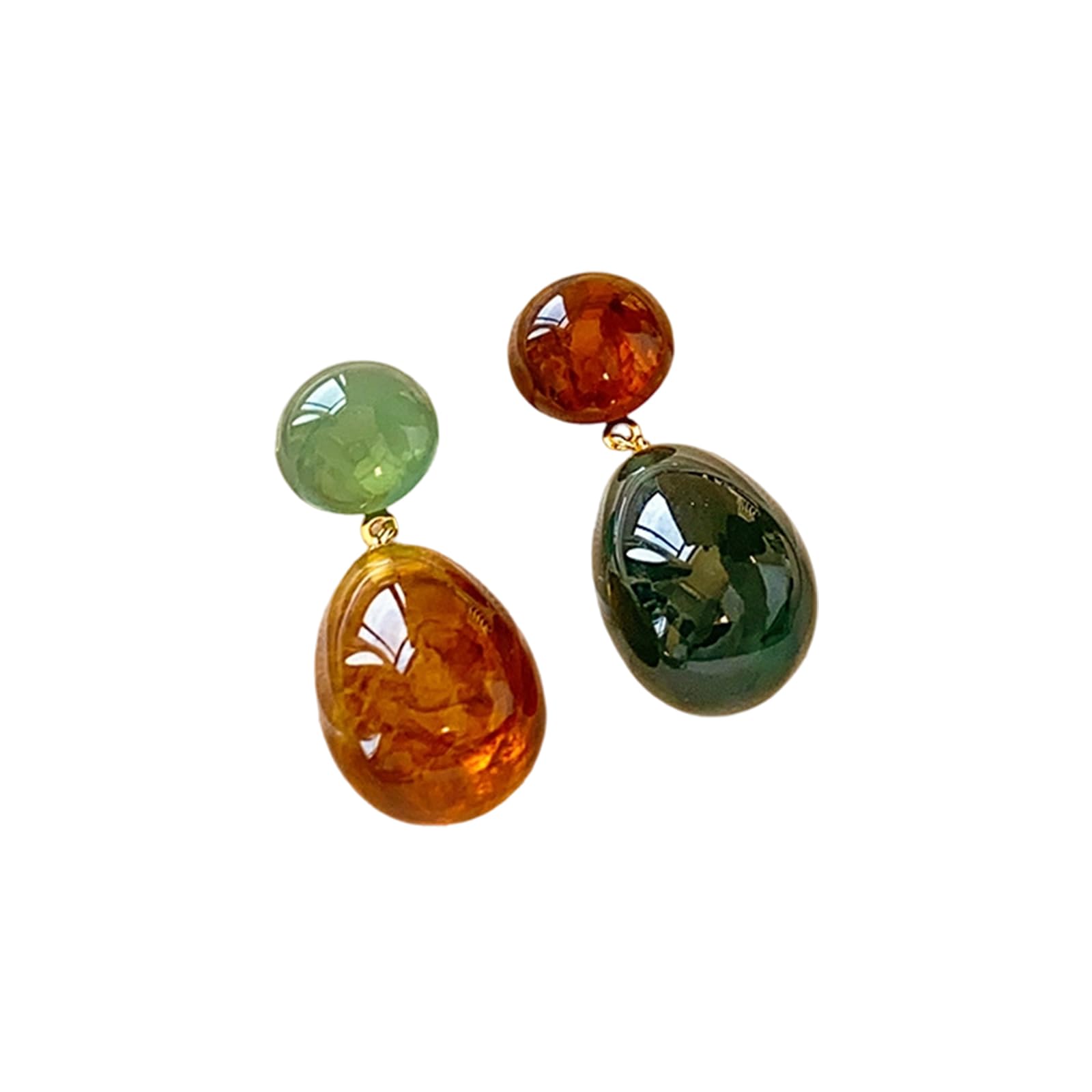 Bwangiao Women's Asymmetric Drops Dangle Earrings Geometric Color Blocks Designs Resin For Vintage Fashion Comfortable Wear