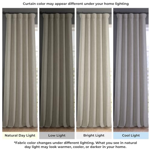 Image of Faux Linen Extra Wide Curtains (1 Panel) - 100W X 84L, Oatmeal
