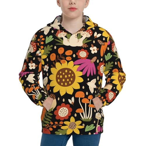Sunflowers Mushrooms Kid Hoodies Boys Sweatshirts Girls Pullover with Pocket - Main Image