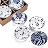 Amazon.com: Kirosaku Japanese Rice Bowls, Set of 4 - Blue Ceramic ...