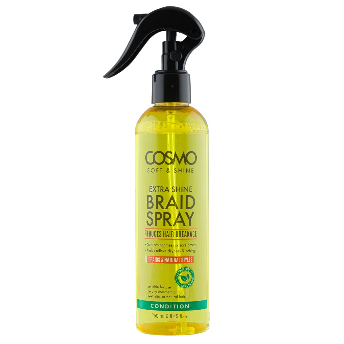 Cosmo Soft & Shine Extra Shine Braid Spray 250ml | Helps Relieve Dryness and Itching | Reduces Hair Breakage | Braids and Natural Styles | Yellow-image-22
