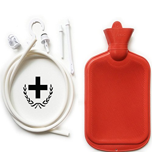 Ocamo – Kit de sistema de espuma vinílica Enema com garrafa de água quente de borracha, Vermelho