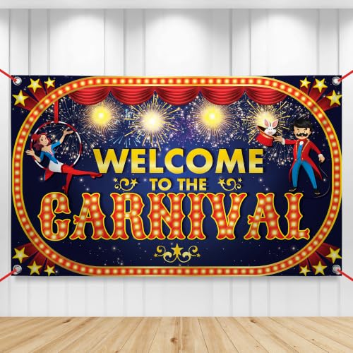 Image of KatchOn, Welcome to The Carnival Banner - XtraLarge, 72x44 Inch | Carnival Decorations | Carnival Backdrop for Birthday Party | Carnival Theme Party Decorations | Carnival Banner for Circus Decoration