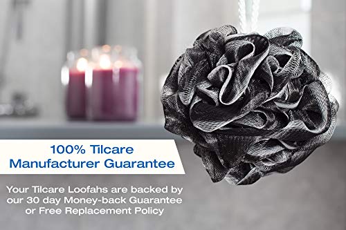 Xxl 90G Charcoal Shower Loofah 3 Pack By Tilcare - Perfect Bath Sponge For Exfoliating For Men & Women - Body Scrubber Brush For Cleansing And Smooth Skin - Scrubbies That Remove Excess Oil And Dirt #TOP7