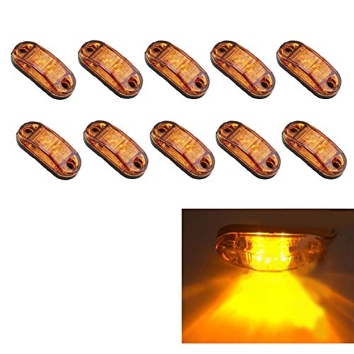 MuChangZi 10pcs LED Side Marker Light Despeje la lámpara 12V 24V Coche Camión Remolque Bus Luz Trasera Luces externas Luz de estacionamiento (Ámbar) Cover