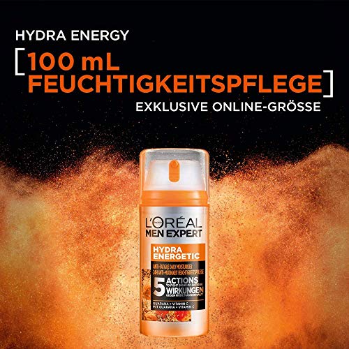 L'Oréal Men Expert Face Care for Men, Moisturising Cream with Guarana and Vitamin C, Hydra Energy Moisturiser 24H Anti-Fatigue XXL, 1 x 100 ml - Image 5