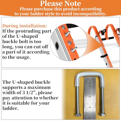 Ladder Roof Hook with Wheel Ladder Hooks for Roof Ridge, Ladder Roof Stabilizer Heavy Duty Steel, Rubber Grip T-Bar for Damage Prevention 9.4lb by XINRINTONG - Image 3