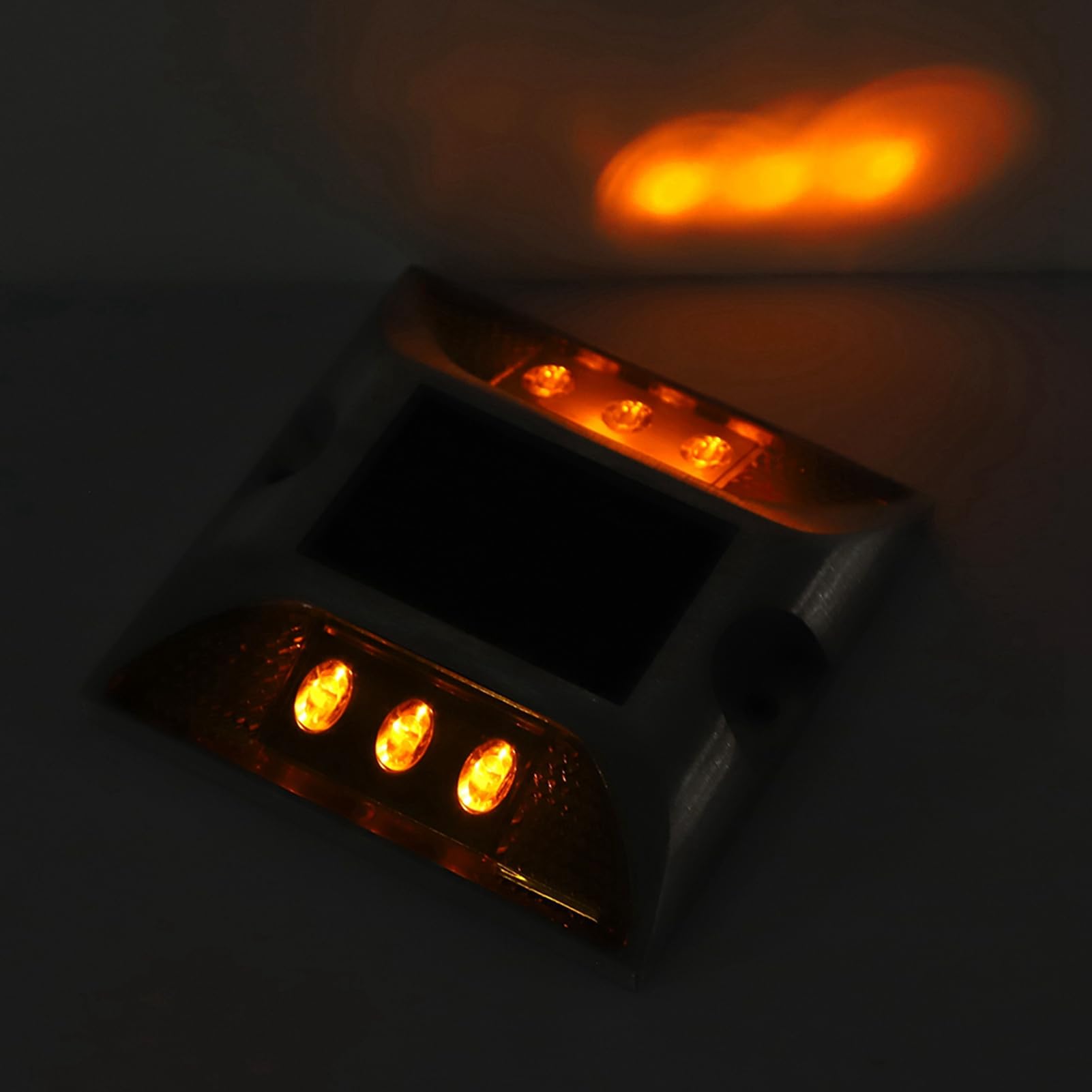 Luces de Marcador de Tierra LED de Energía Solar Lámpara de Carretera Al Aire Libre Impermeable Duradera para Entrada 4.1x4.1in Amarillo (YELLOW)