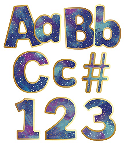 Image of Carson Dellosa 219-Piece Galaxy Cutout Letters, 4 inch Marble and Gold Dot Upper and Lowercase Alphabet, Numbers, Punctuation, and Symbols for Bulletin Board, Posterboard, Party, and Classroom Decor