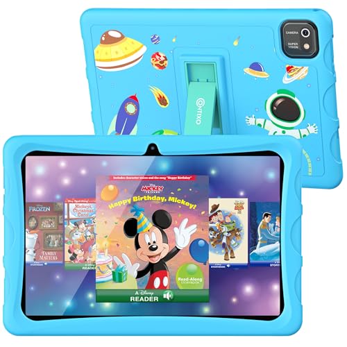 Image of Contixo Kids Tablet K103A - Learning Tablet for Kids with Games and Educational Apps, 10 inch, Android, 64GB, WiFi, Parental Control, Kid-Proof Case with Kickstand - Blue