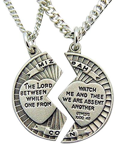 Westman Works Pewter Mizpah Necklace Set with Stainless Steel Chains, 18 Inch and 24 Inch