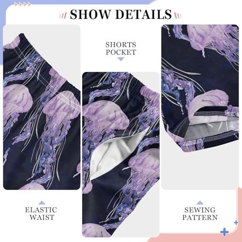 ZZXXB Sea Jellyfish Pattern Boys Long Pants Soft Trousers Elastic Waist Kids Lounge Bottoms with Pockets S-XL4