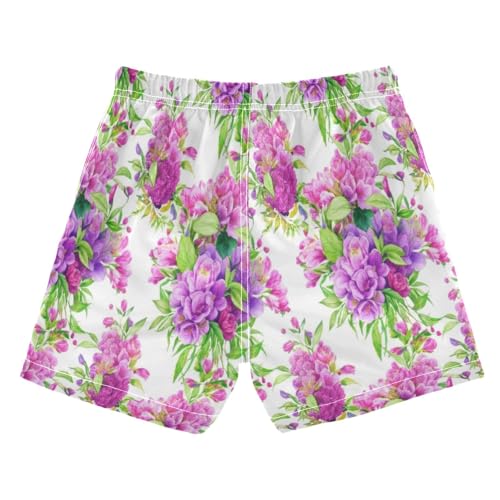 Boys Swimming Shorts, Toddler Boy Swim 2t, Flowers Purple2