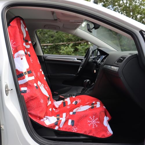 Image of Car Seat Cover Protector Front Seats,for Gym Workout,Running,Swimming,Beach and Hiking,Waterproof Sweat Towel Bucket Seat Covers for Cars SUV Trucks (Santa Claus, 1Pcs)